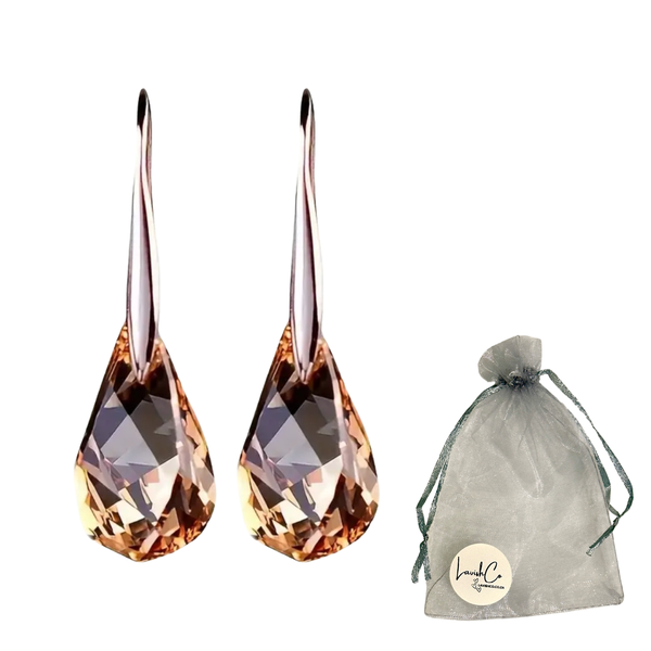 Golden Drop Tear Earrings - Elegant Faux Crystal Teardrops - Lavish Co