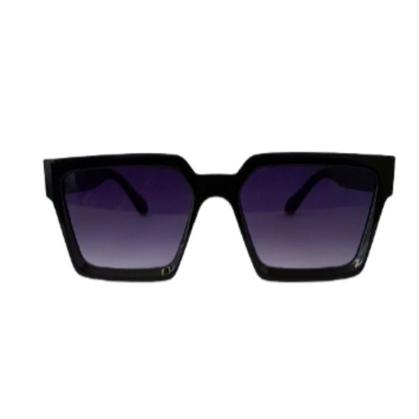 Stylish Square Black Sunglasses with Gold Detail