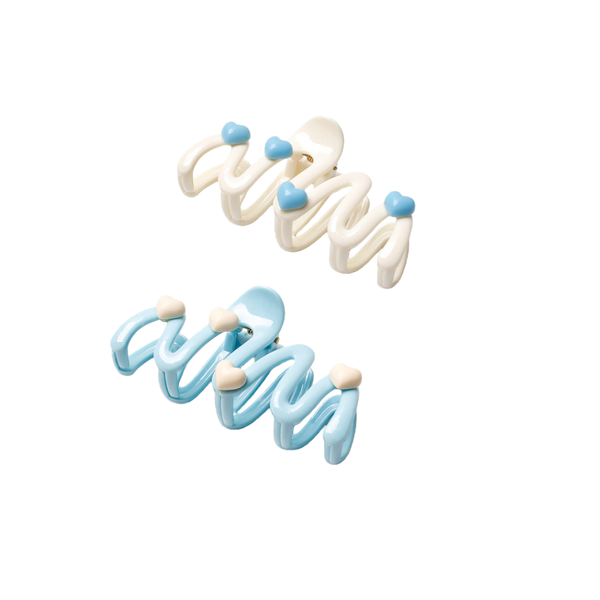 Cream Blue Love Wave Hair Clip