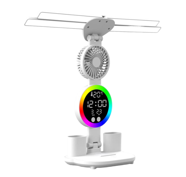 Smart Folding Desk Lamp With Clock And Fan