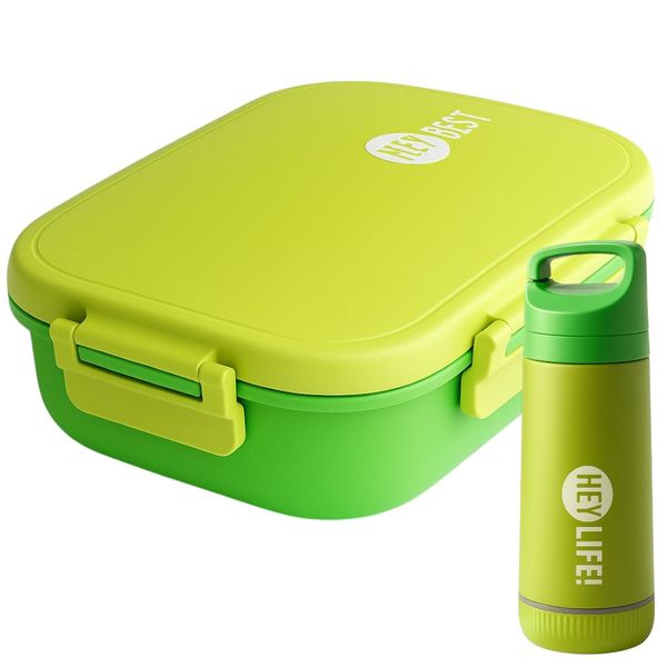 Leakproof Lunch Box Set and Water Bottle - 3-Compartment Lunch Container
