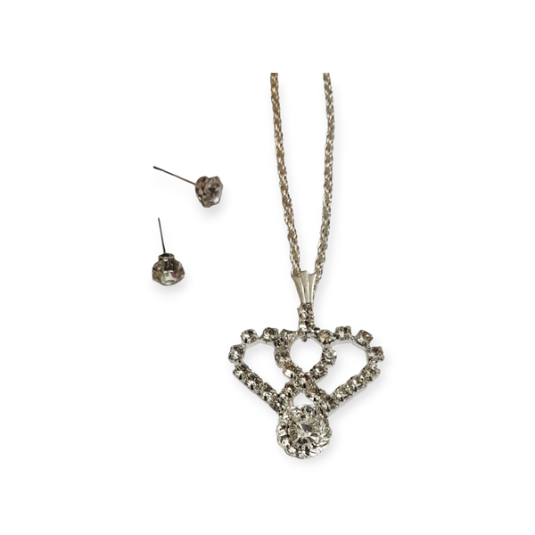 Silver Elegant Heart Crystal Jewelry Set
