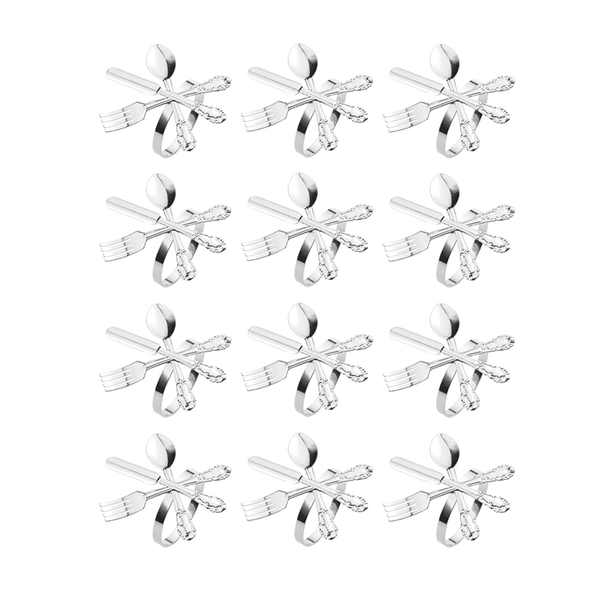 Knife And Fork Spoon Napkin Rings Holder For Christmas Party Silver