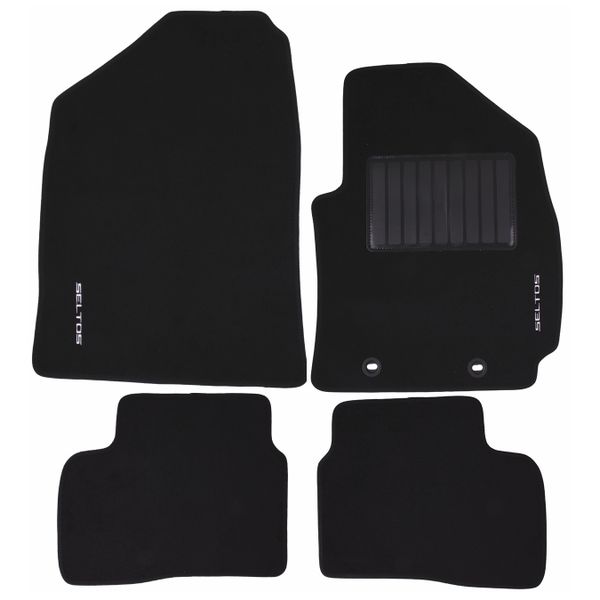 4-Piece Carpet Set Compatible with Kia Seltos (Black)