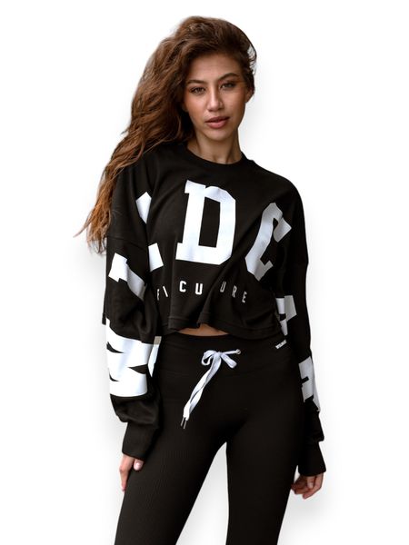 Wild - Fit Culture Oversized Interlock Crew Crop - Black