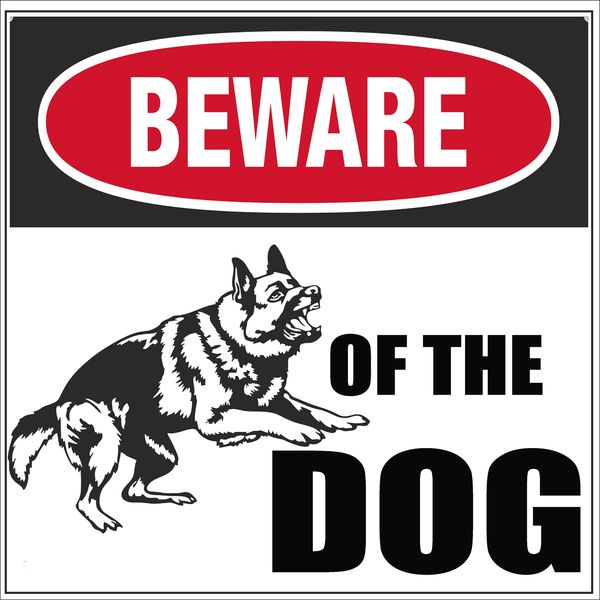 Beware Of The Dog Sign 29x29cm - 2 Pack