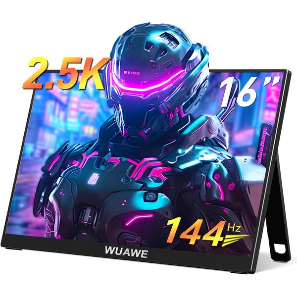 Wuawe 16" 2.5K 144hz Portable Monitor 2560x1600 QHD IPS with built in Stand