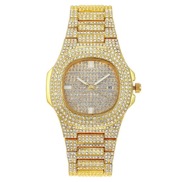 Gold Luxury Hip Hop Analogue Watch for Men