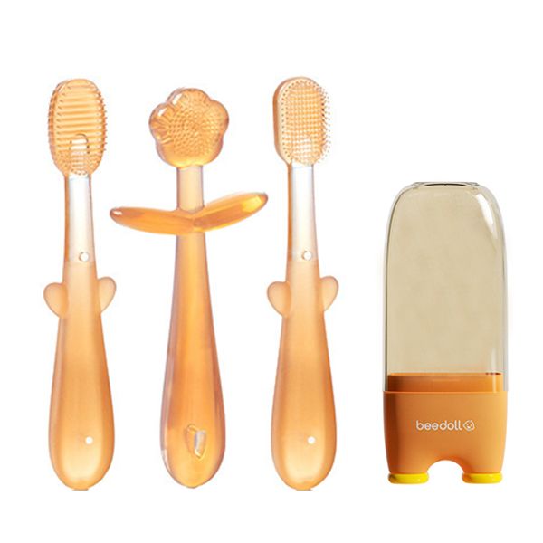 3-Piece Set - Baby Silicone Toothbrush Set, Mouth Cleaner