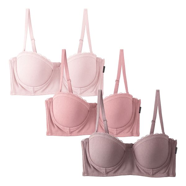 3-Pack Luxury Smooth Push-Up Bras - Underwire Support, Seamless Comfortable