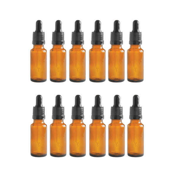 Brown Amber Glass Bottle with Pipette - 20ml x 12
