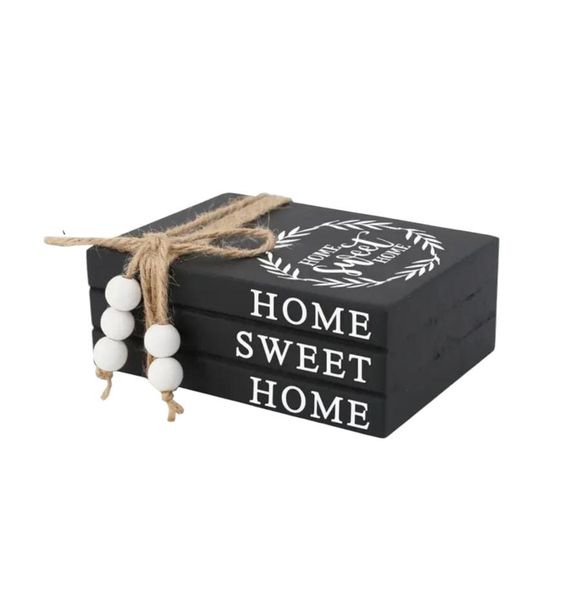 Home Sweet Home Wood Tiered Decorative Stack - 3 Pieces with Rope