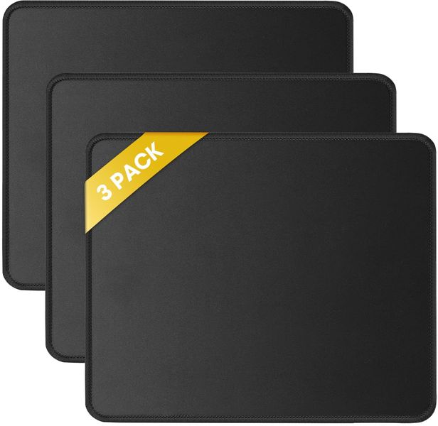 3-Piece Lycra Mouse Mats Stitched Edge Non-Slip for Home Office Use