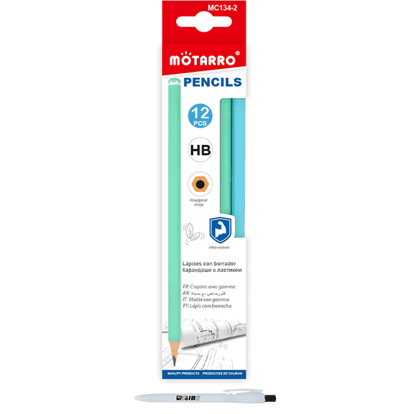 12Pcs Different Colored Wood High Quality HB Pencils Set With ReVibe Pen