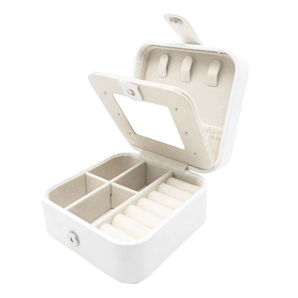 Compact PU Jewelry Case Travel Jewelry Organizer with Mirror