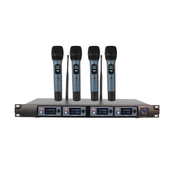 Professional UHF 4 Channels wireless microphone system