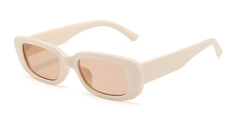 Trendy Square- Rectangle Retro Sunglasses- Light Pink