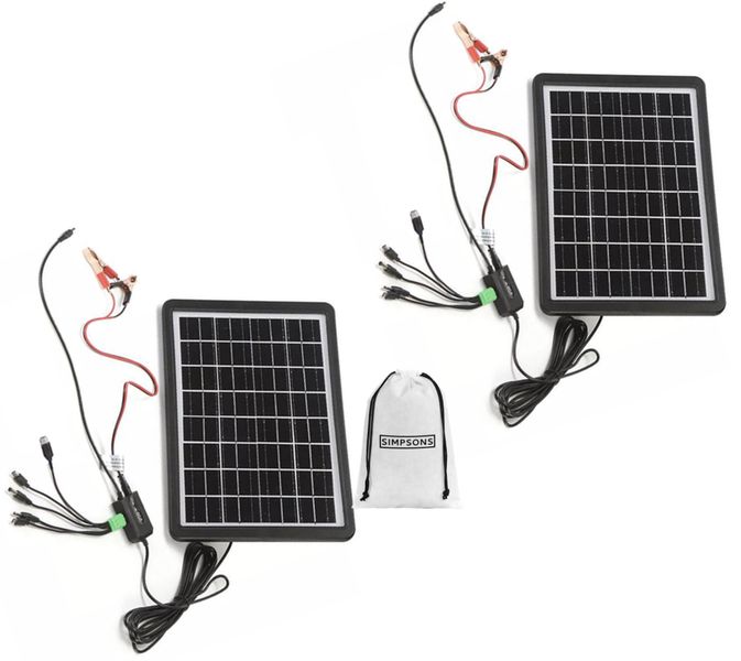 2 X Portable Outdoor Charging 20W Solar Panel and Simpsons Bag