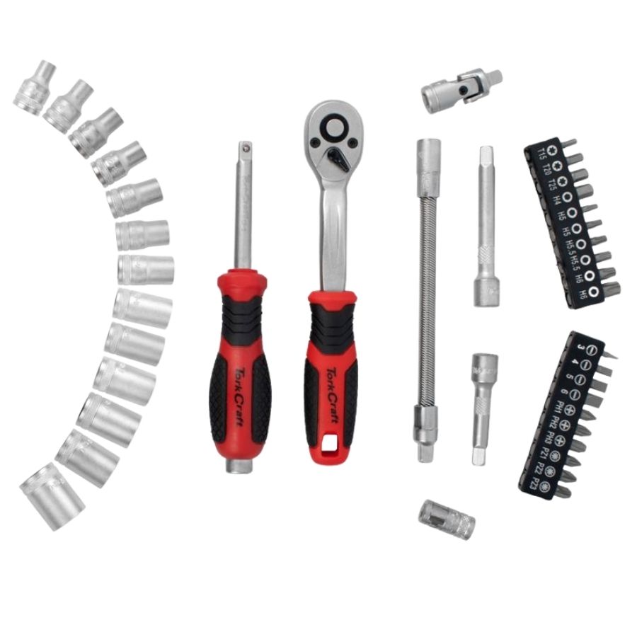 Tork Craft - Socket and Ratchet Drive Set (1/4" CRV 12 Point) - 40 Piece