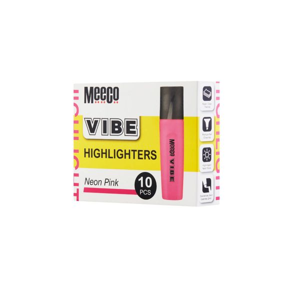 Meeco VIBE Signature Highlighters Pink Pack of 10