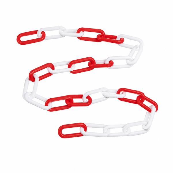 KRAFFT Red and White Plastic Chain 8mm x 50m for Barriers