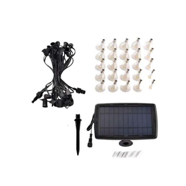 Solar Panel 20m, 20 Lights - Small Head, Detachable Bulb Light Belt