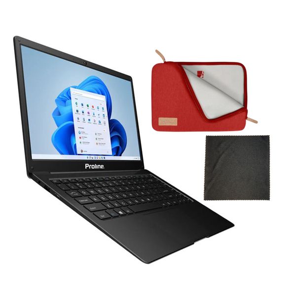 Proline V11 11.6 Celeron 4GB 500GB Win 10 Black Notebook red sleeve Bundle