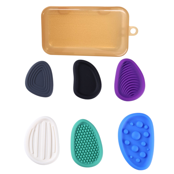 Bestby - 6PCS Silicone Stones Sensory Stress Relief Fidget Toys with Case