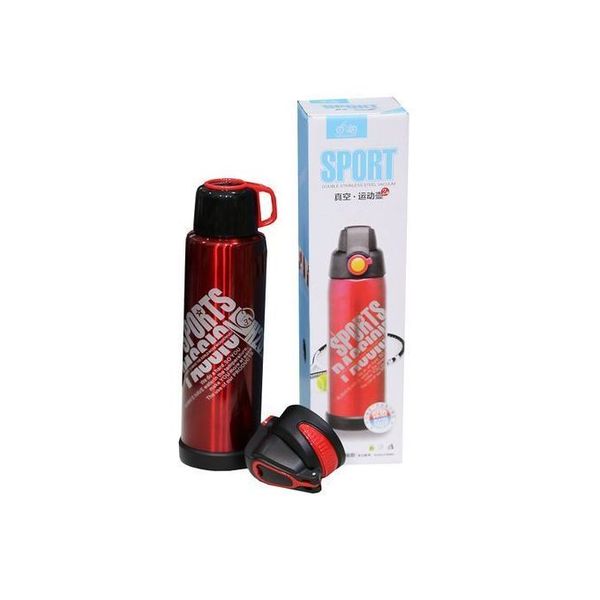 Red 800ml Double Wall Stainless Steel Sports Bottle - Hot &amp; Cold
