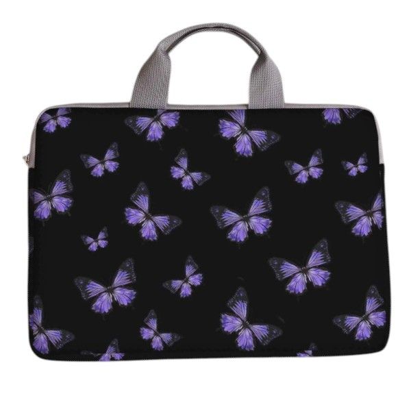 15.9 Inch - Laptop Bag With Butterfly Print - Black, Purple