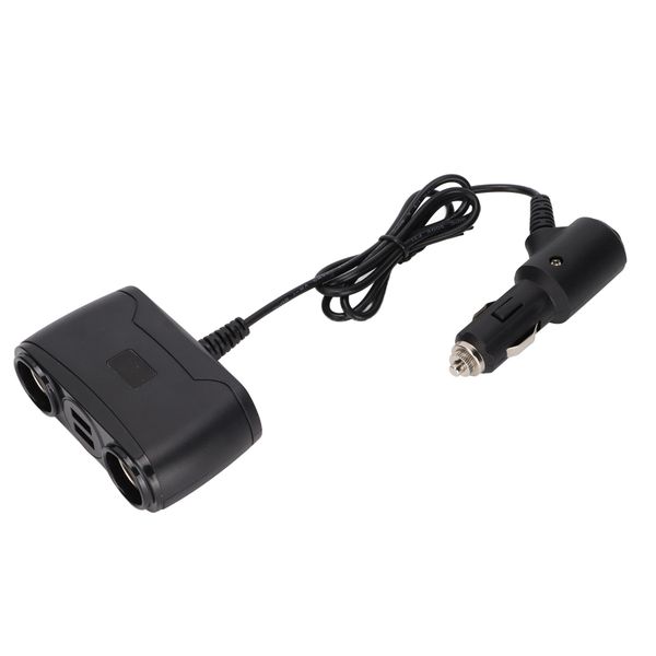 120W USB QC 3.0 Cigarette Lighter Splitter Adapter 2-in-1 Car Plug Charger with Digital Display &amp; Switch