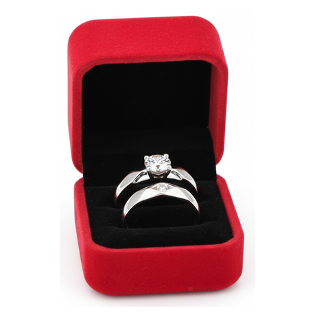 Elegant Couple Ring Set - Adjustable Rings with Zirconia & Gift Box - JR18 Image
