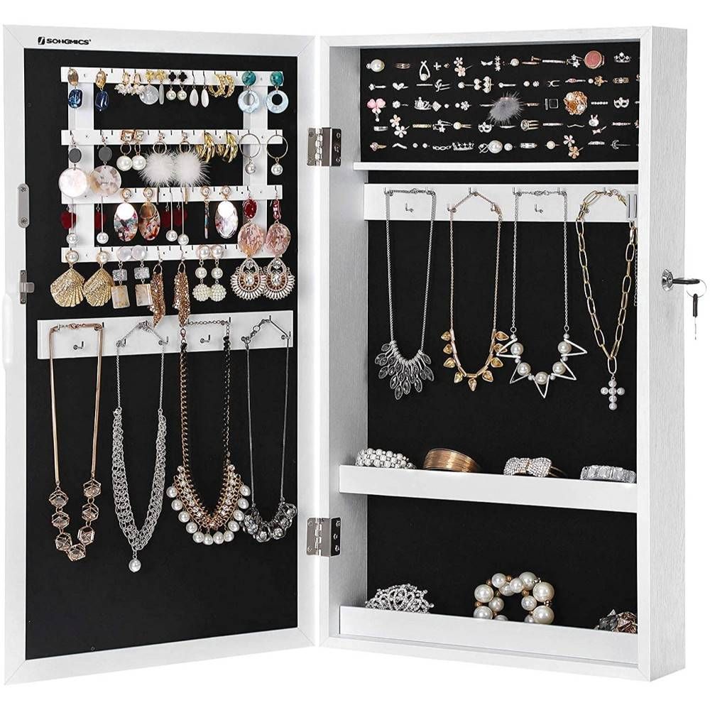 Songmics Jewellery Cabinet and Mirror, White Shop Get it