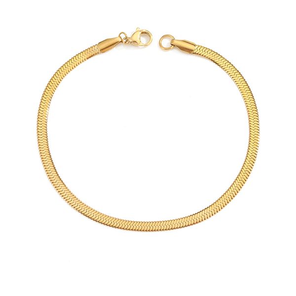Snake/Herringbone 14k Gold Plated Bracelet For Women. Water &amp; Tarnish Proof