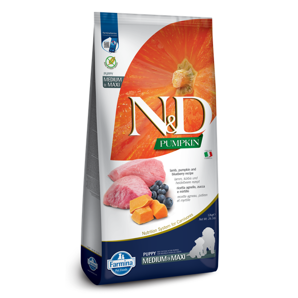 Farmina N&amp;D Lamb, Pumpkin &amp; Blueberry Puppy - Medium&amp;Maxi 12kg