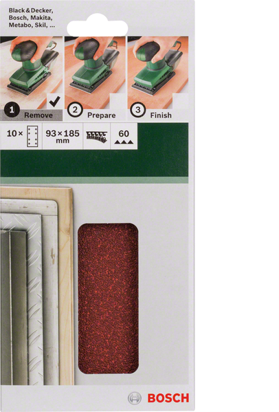 For Orbital Sanders 93 X 185 Mm 60 10 Piece 8 Hole Hook and Loop