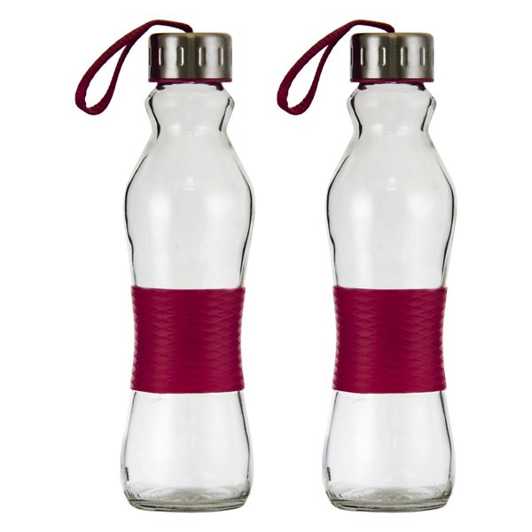 Consol - 500ml Grip n Go bottle Strap lid Dark Red - 2pk