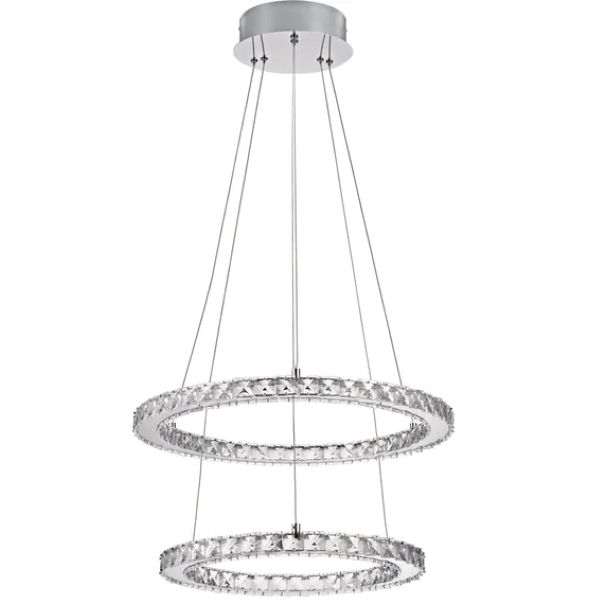 Light LED x2 Warm White D52cm Metal Chrome Lamp
