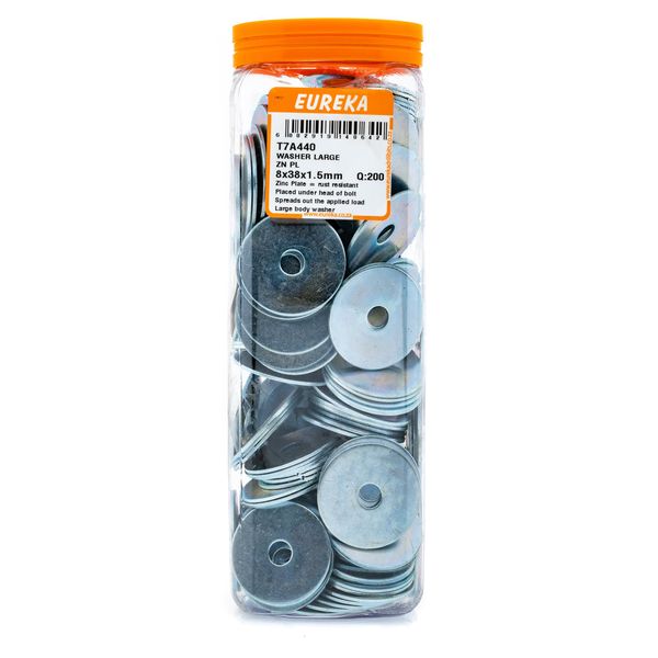 EUREKA Large Body Washer Zinc Plated 8 x 38 x 1.5mm Q:200 T7A440