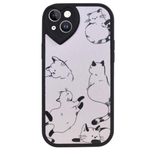 Stylish Cat Print Design Phone Cover - iPhone Compatible - iPhone 14 Plus
