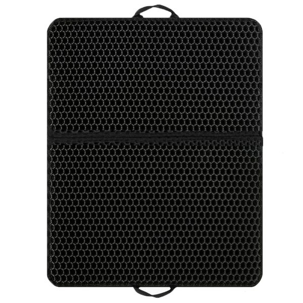 Cat Litter Mat With Handle Double Layer Kitty Trapping Litter Box Mat