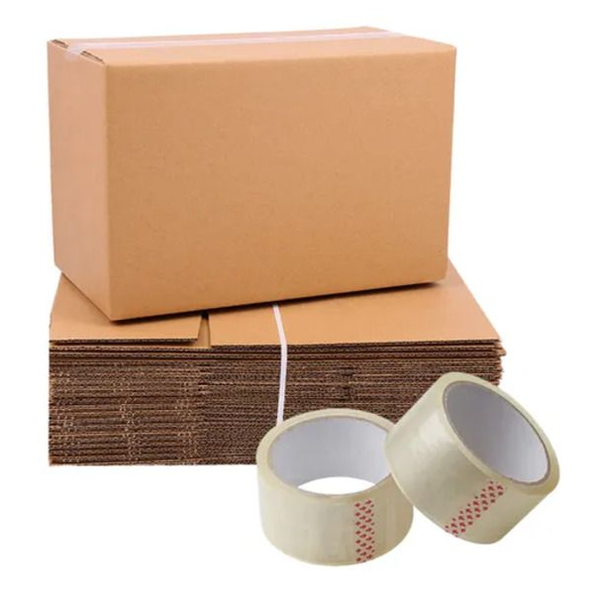 Stock 4 Boxes (Pack of 25 Boxes) &amp; Packing Tape (Pack of 4)