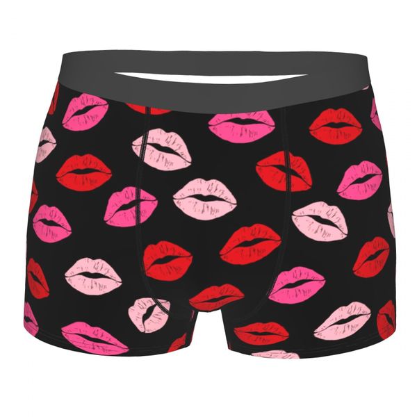 Men's Red and Pink Lip Prints Boxer Briefs Underwear Valentine's Gifts