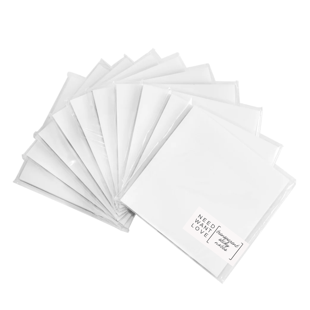 Transparent See-Through Clear Sticky Notes Sets - 50 Sheets Per Pad ...