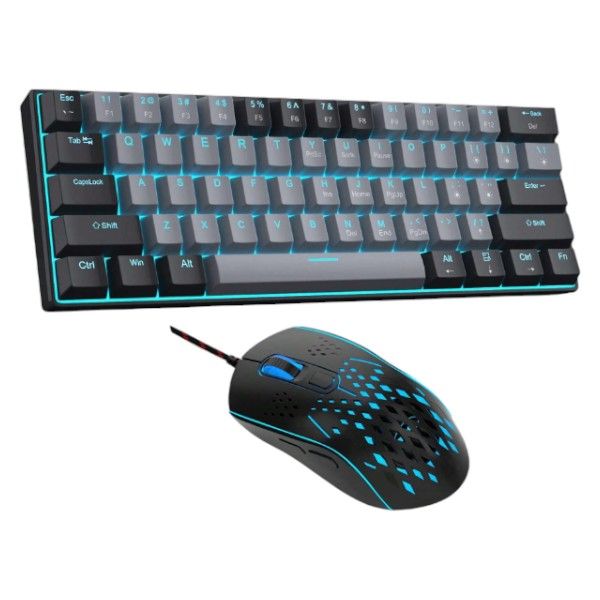 MAGEGEE - Keyboard &amp; Wired Mouse With Swappable Keys &amp; Blue Switch - Black