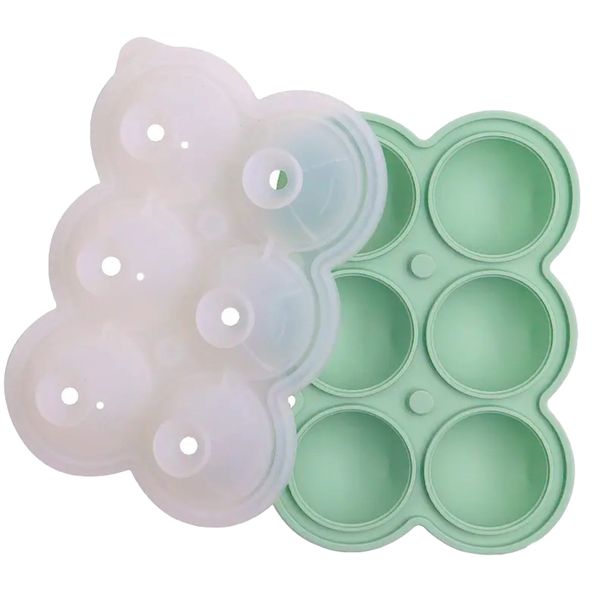 Flexible Silicone 6 Ball large Ice Tray, Mold, Maker - Purple