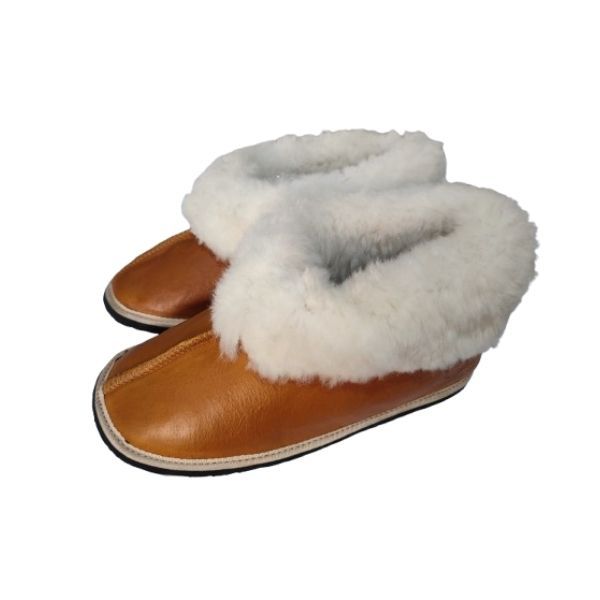 KuVut Leather Sheepskin Slippers - Tan