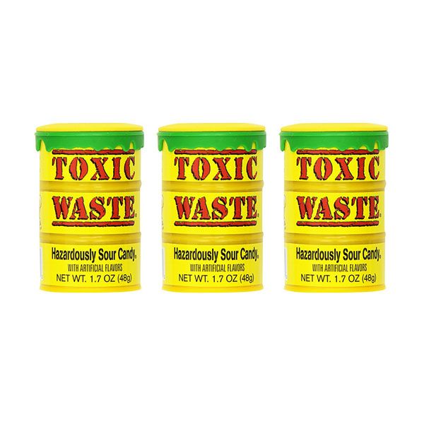 Toxic Waste Sour Candy Yellow Drum Pack of 3