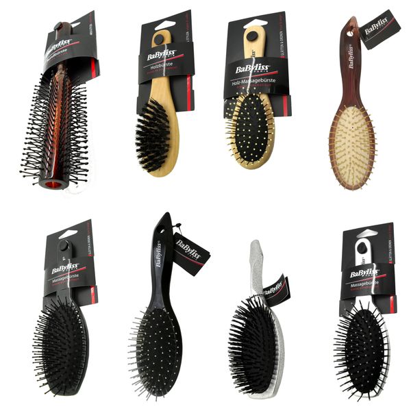 8 x BaByliss Assorted Bristle Massage Easy Detangle Hairbrushes