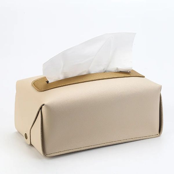 Solid Color PU Tissue Box Storage Tissue Bag Nordic Home Detachable Hand